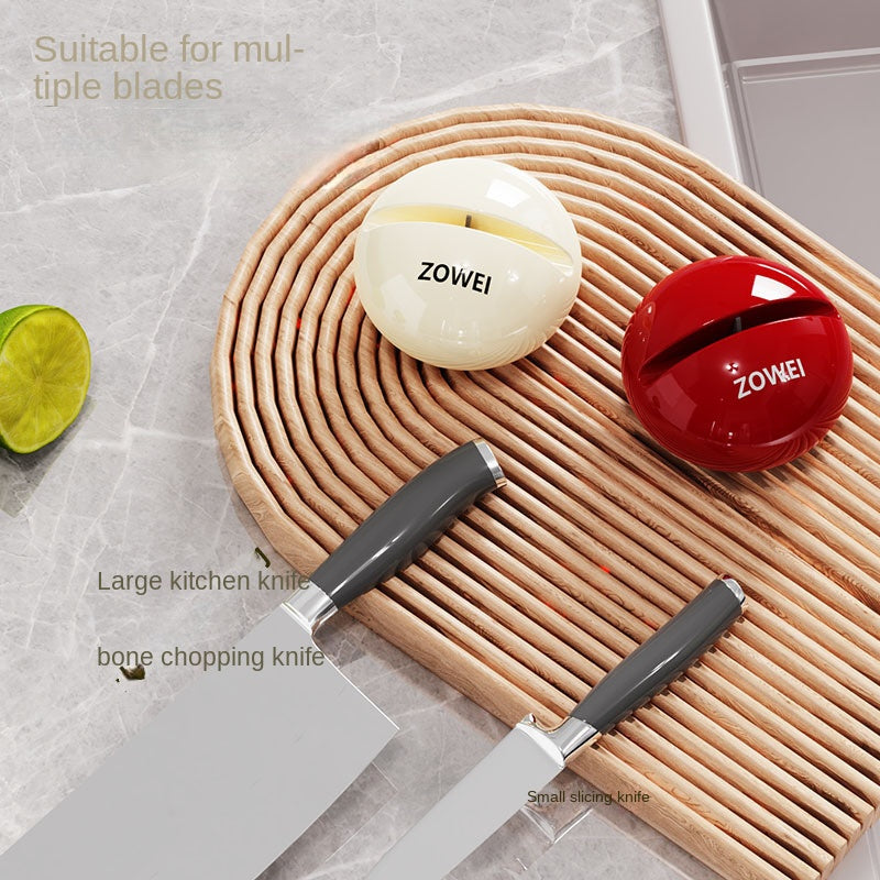 Suction Cup Round Stone Knife Sharpener for Kitchen Knives &amp; Scissors, Quick Sharpening Tool