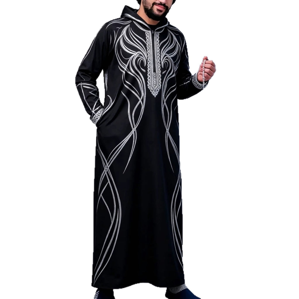 Summer traditional long robe hooded loose daily digital printed long robe