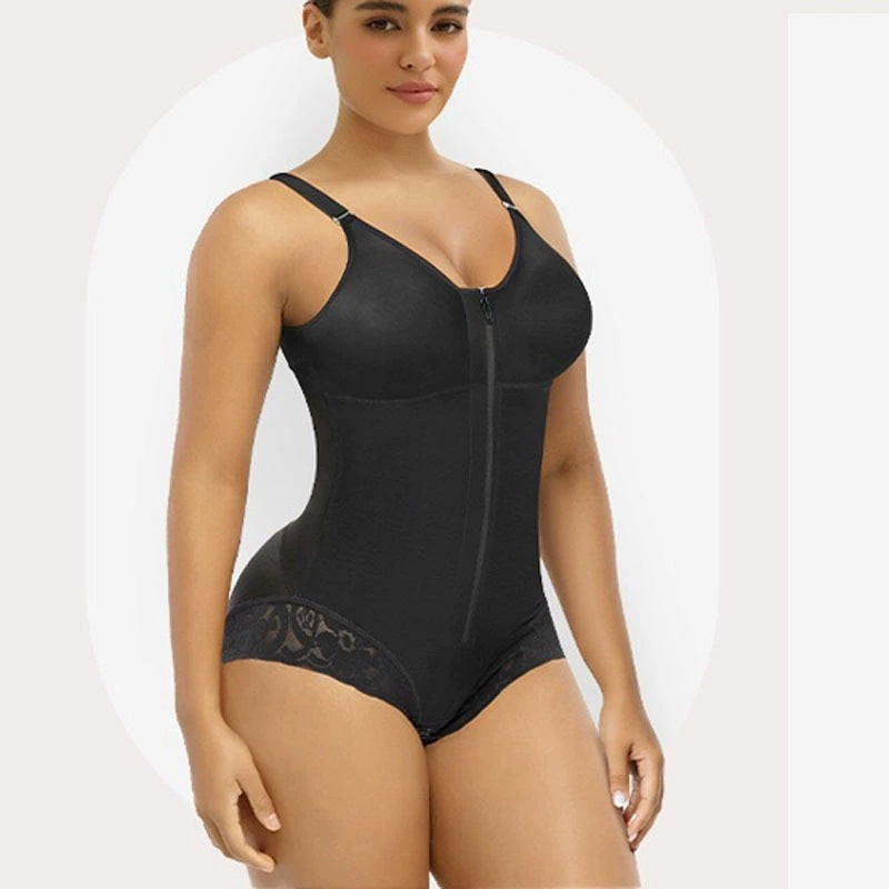 Mesh one-piece shapewear waist cinching waist lifting hip lifting zipper buckle women's corset