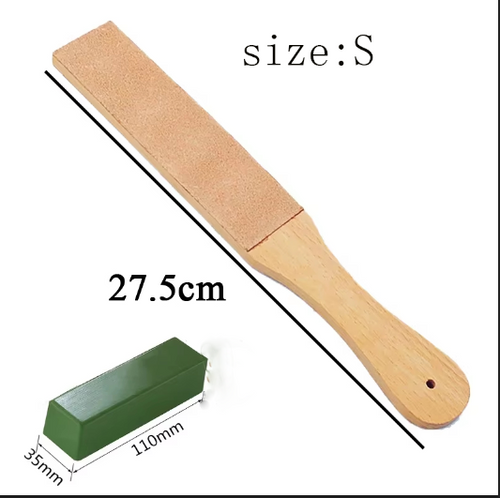 1 Piece Leather Knife Sharpener Sharpening Strop Tool Black Wood Razor Polishing Board Fine Grinding with Polish Compound