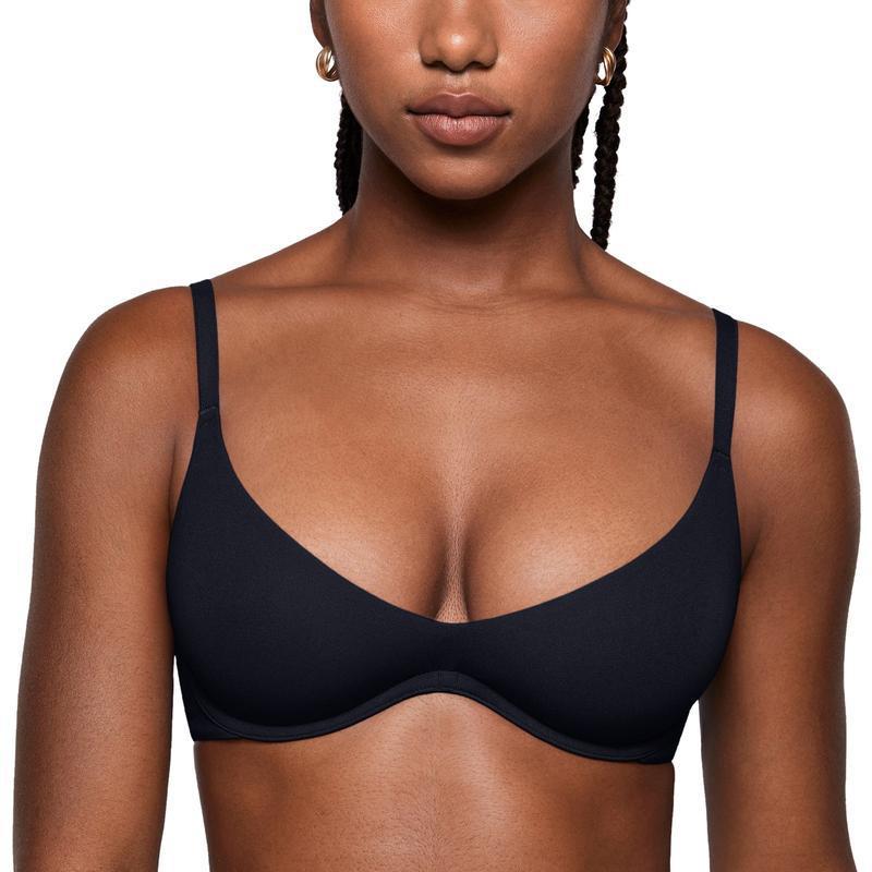 Deep V without padding with steel rims and upper support to gather underwear women's bra