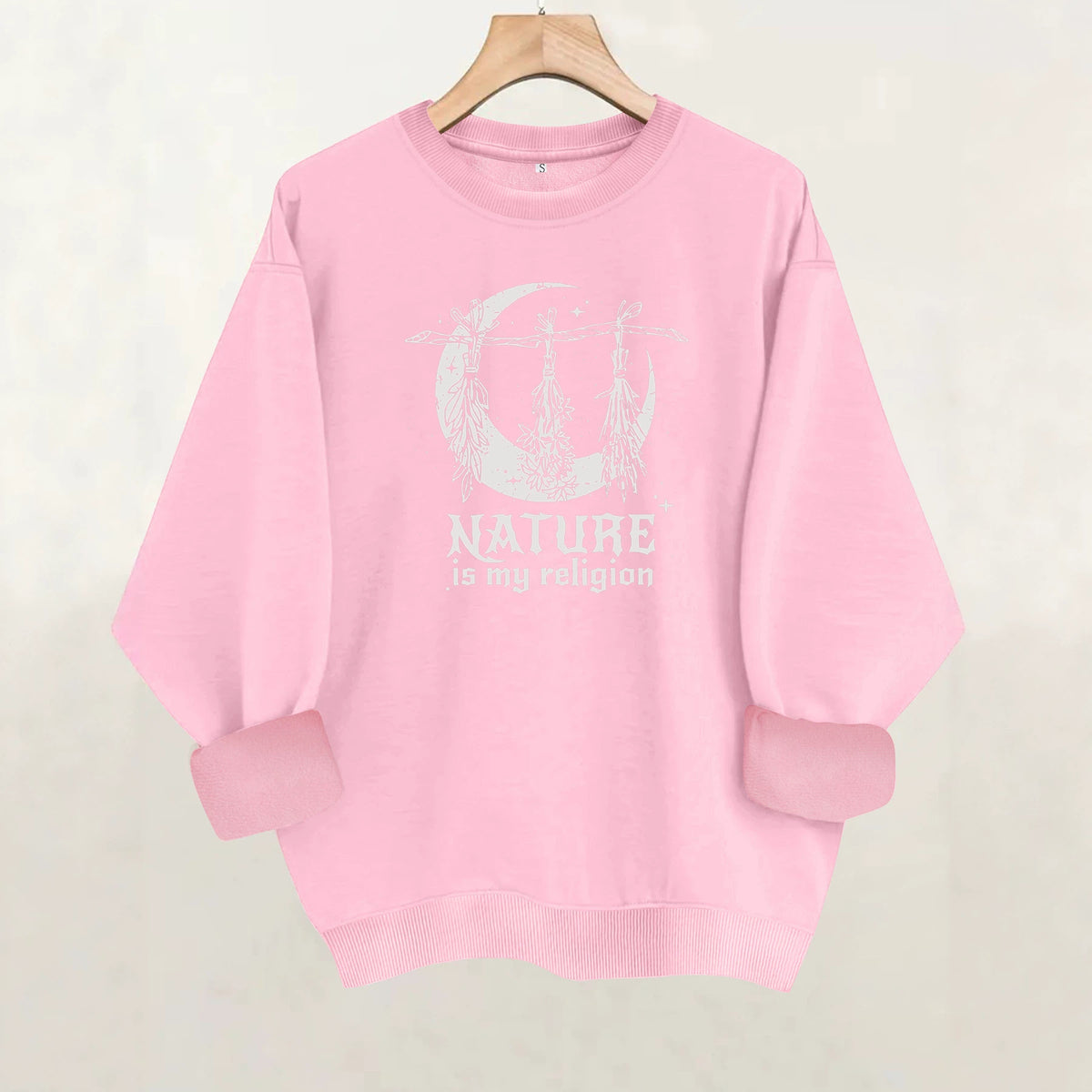Printed round neck fleece hoodie