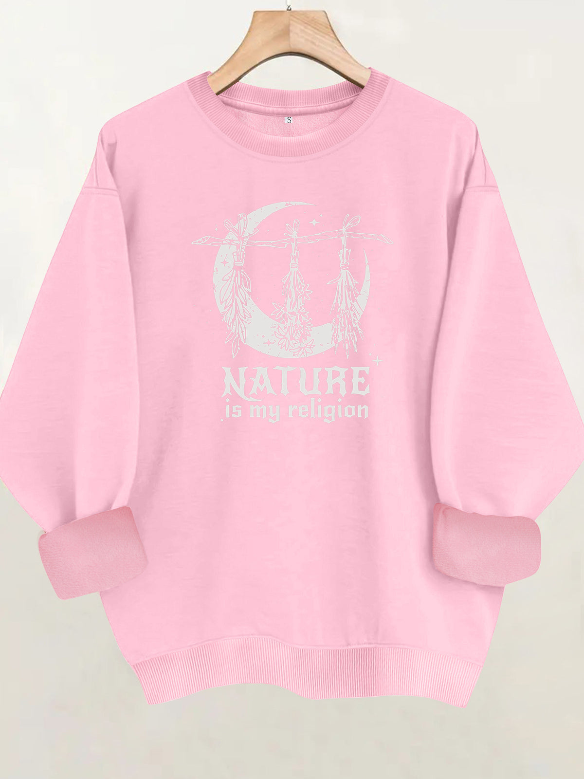 Printed round neck fleece hoodie