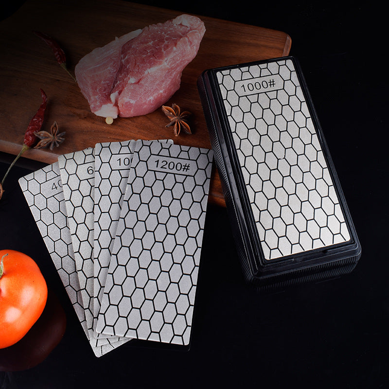 Double-Sided Diamond Honeycomb Knife Sharpener for Home Kitchen - Quick Sharpening Stone &amp; Rod