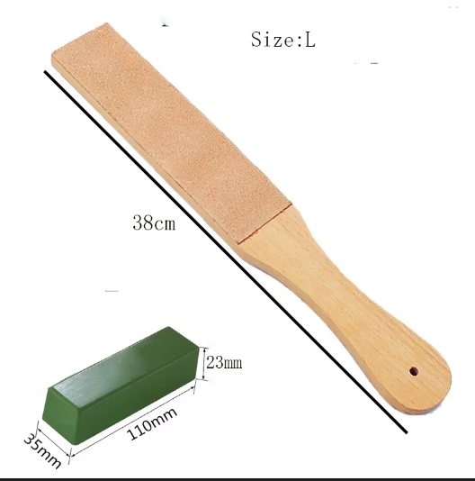 1 Piece Leather Knife Sharpener Sharpening Strop Tool Black Wood Razor Polishing Board Fine Grinding with Polish Compound