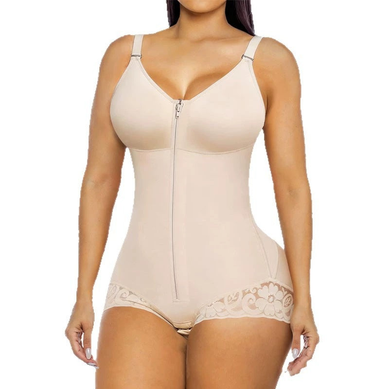 Mesh one-piece shapewear waist cinching waist lifting hip lifting zipper buckle women's corset