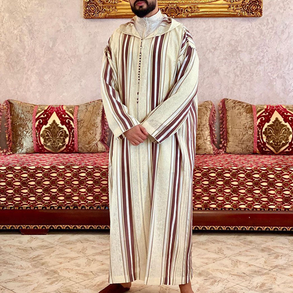 Men's long sleeved printed hooded loose casual men's traditional clothing