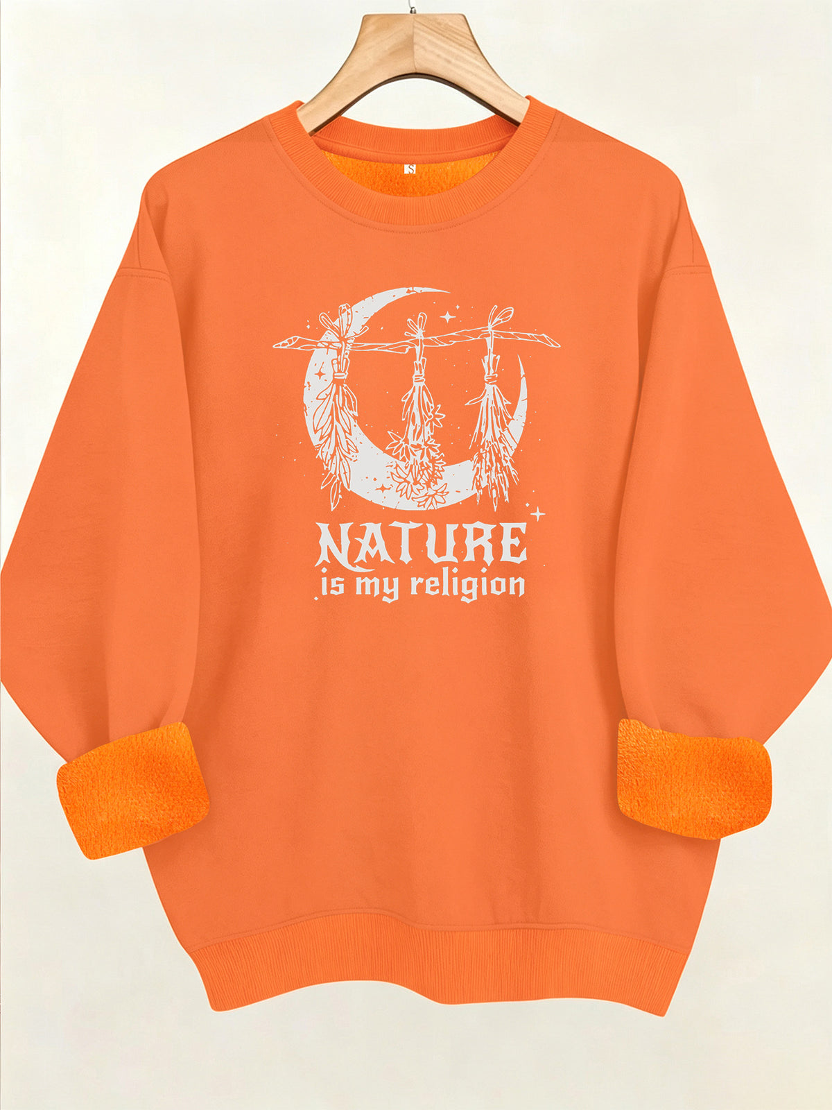 Printed round neck fleece hoodie