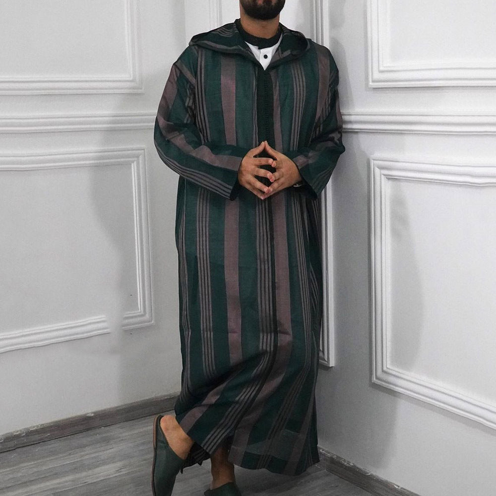 Men's long sleeved printed hooded loose casual men's traditional clothing