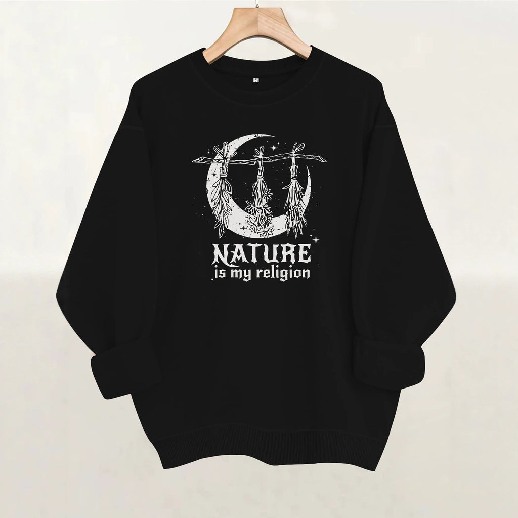 Printed round neck fleece hoodie