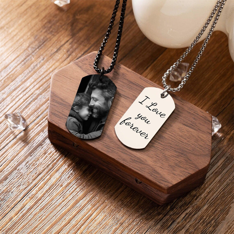 Custom-Made, Ships in 1-2 Days stainless steel military brand glossy color printed photo necklace