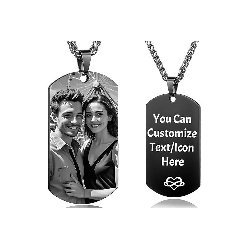 Custom-Made, Ships in 1-2 Days stainless steel military brand glossy color printed photo necklace