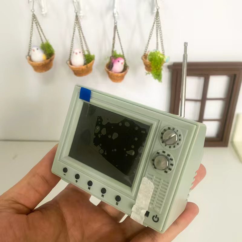 1:12 Scale Mini Playable TV Dollhouse Accessory for OB11 Dolls - Miniature Gachapon Decoration