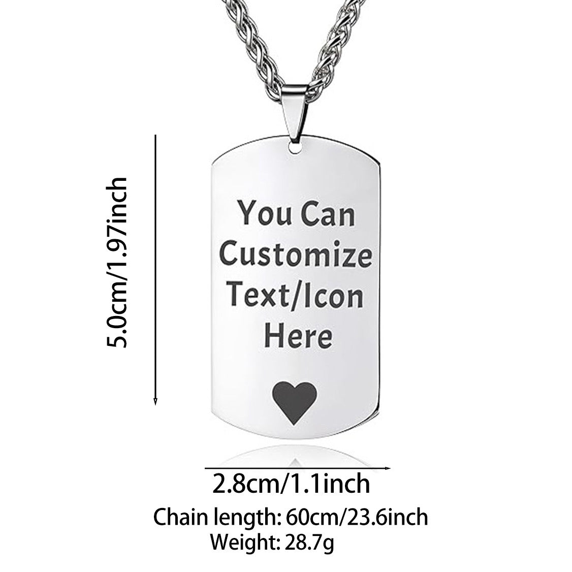 Custom-Made, Ships in 1-2 Days stainless steel military brand glossy color printed photo necklace