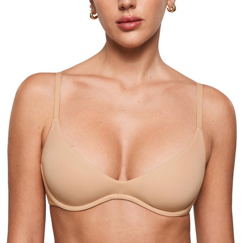 Deep V without padding with steel rims and upper support to gather underwear women's bra